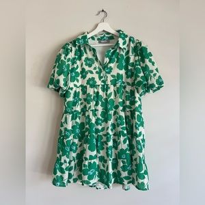 BLUE B. GREEN FLORAL DRESS SZ MEDIUM